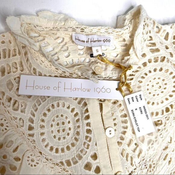-House of Harlow 1960 Ecru Eyelet Top NWT - Picture 4 of 7